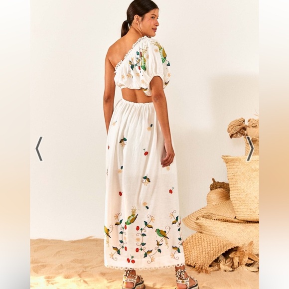 BNWT Stunning Farm Rio Pitanga Embroidered One-Shoulder Maxi Dress - Picture 2 of 7